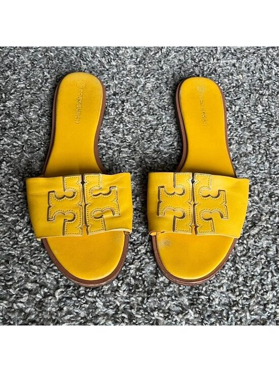 Tory Burch Shoes - Tory Burch Ines Double T Sport Slide Yellow Size 9M Summer Beach Preppy Luxury